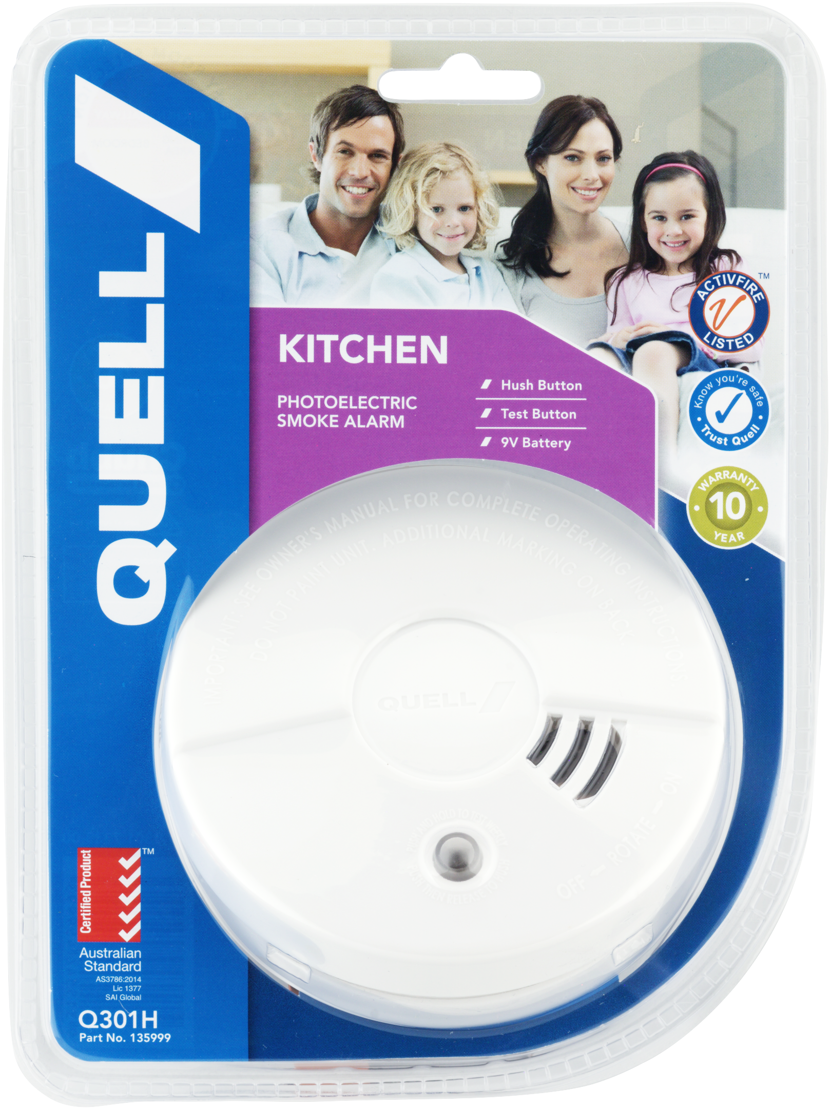 Smoke Alarm, Photoelectric, 9V Battery – Kitchen