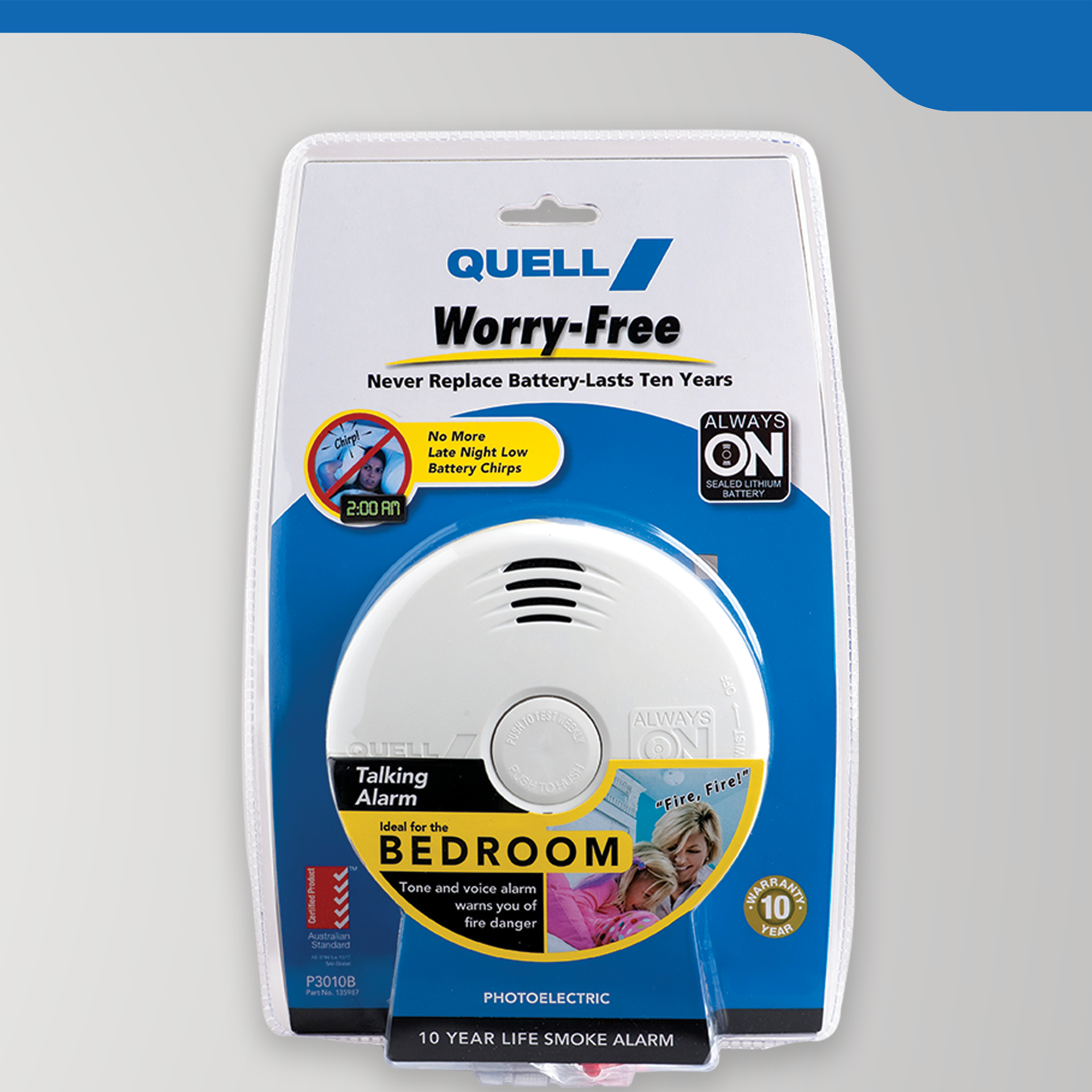 Worry-Free Photoelectric Smoke Alarm (Bedroom) with Voice Alert