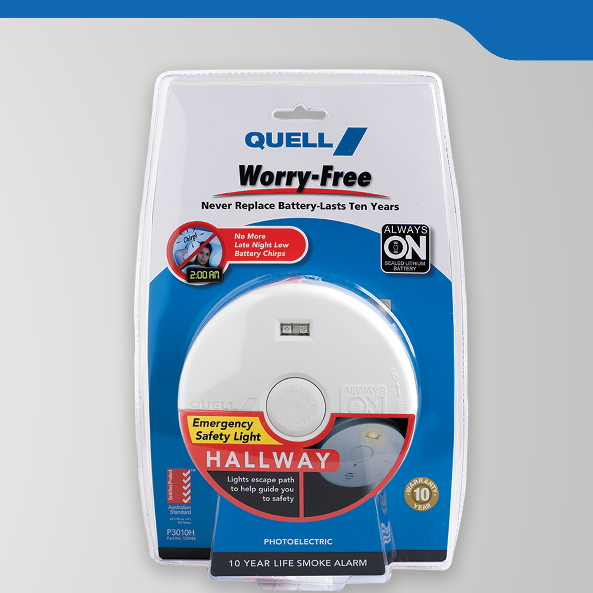 Worry-Free Photoelectric Smoke Alarm (Hallway) with Escape Light