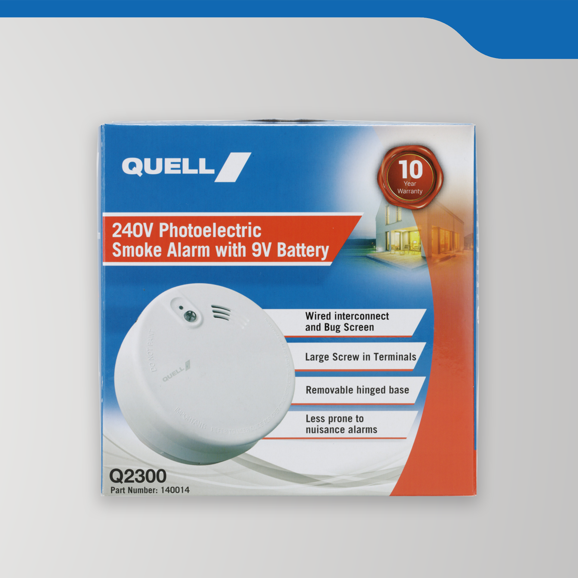 240V Mains Powered Photoelectric Smoke Alarm with 9V Battery (Trade Box)