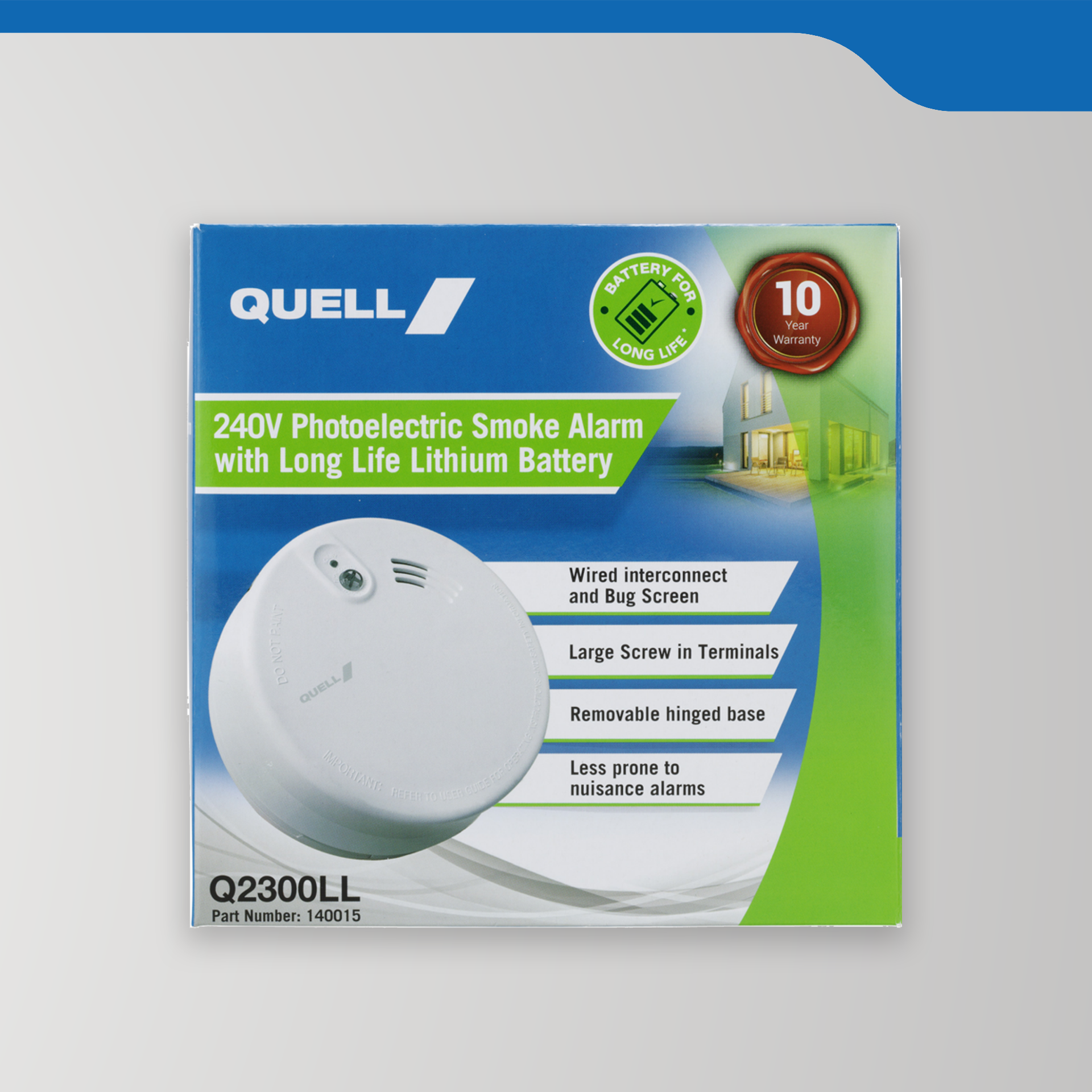 240V Mains Powered Photoelectric Smoke Alarm with Lithium Battery (Trade Box)