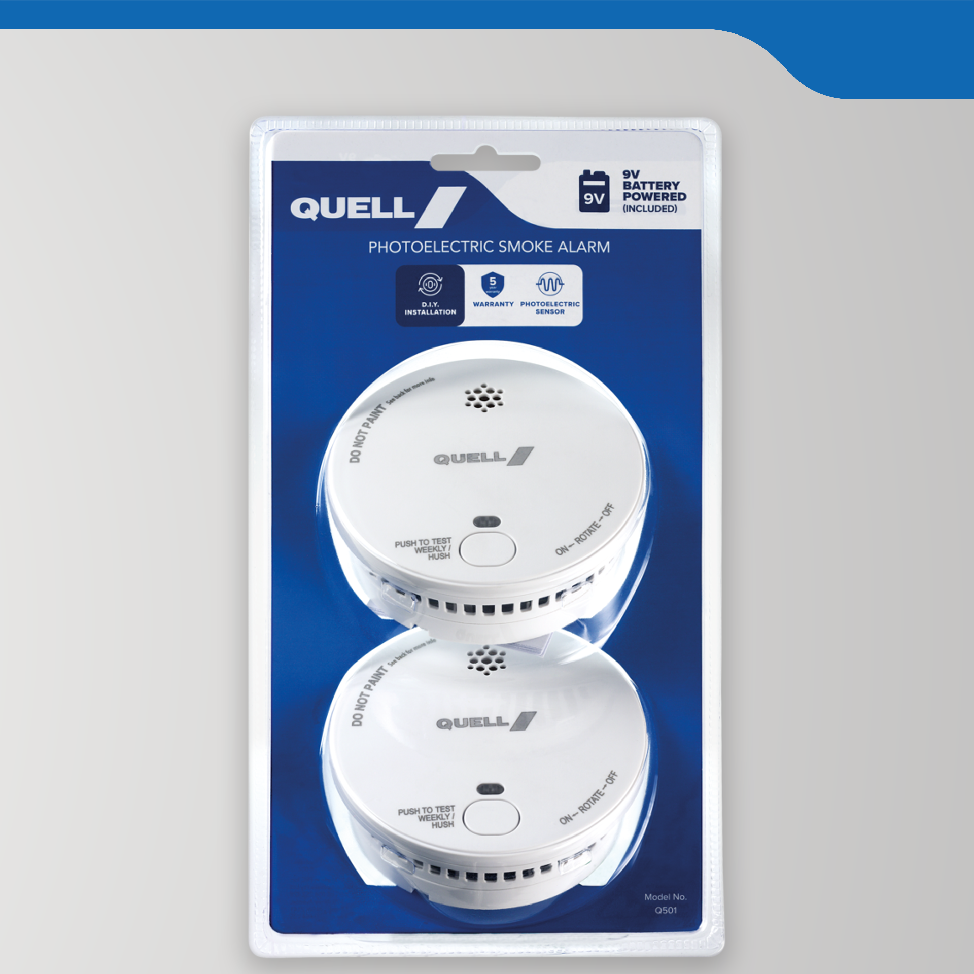 Q501 Photoelectric 9V Smoke Alarm Twin Pack