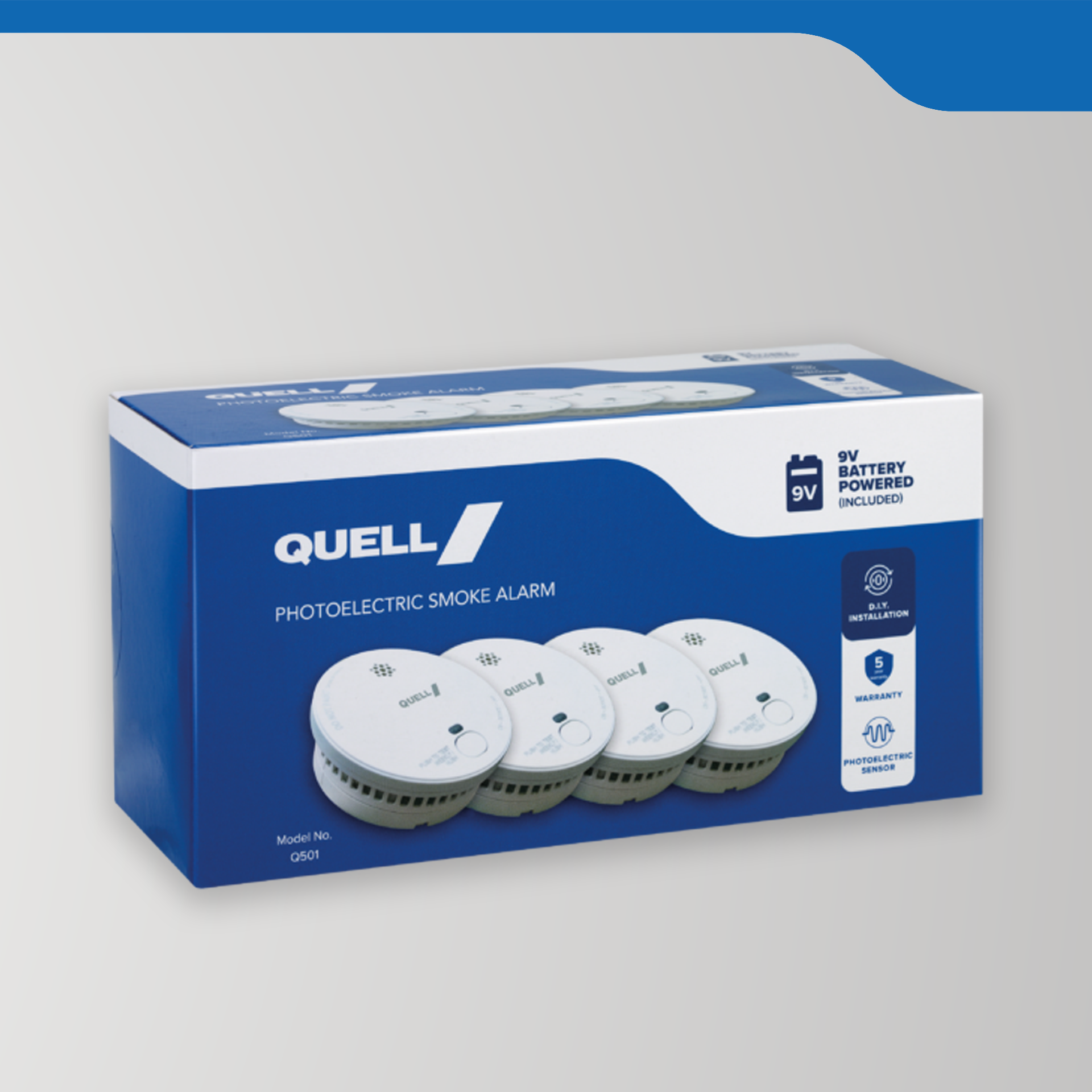 Q501 Photoelectric 9V Smoke Alarm Quad-Pack